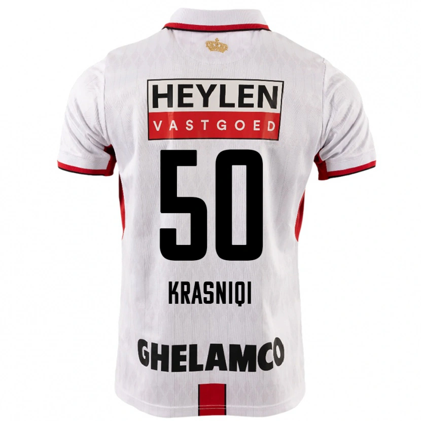 Danxen Hombre Camiseta Laurit Krasniqi #50 Blanco Rojo 2ª Equipación 2025/26 La Camisa México