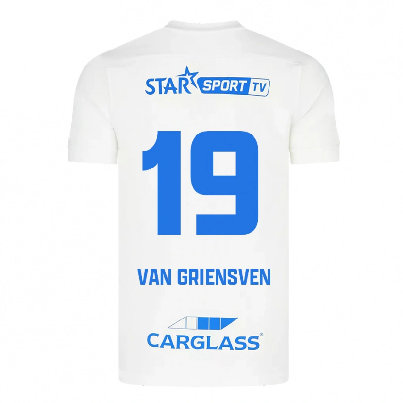 Danxen Hombre Camiseta Evy Van Griensven #19 Blanco Azul 2ª Equipación 2025/26 La Camisa México
