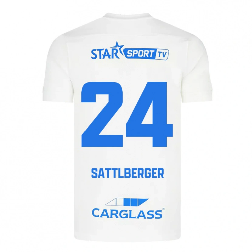 Danxen Hombre Camiseta Nikolas Sattlberger #24 Blanco Azul 2ª Equipación 2025/26 La Camisa México