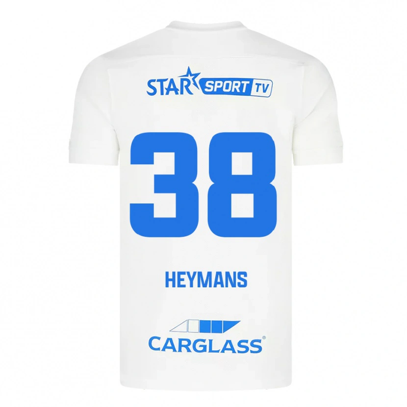 Danxen Hombre Camiseta Daan Heymans #38 Blanco Azul 2ª Equipación 2025/26 La Camisa México