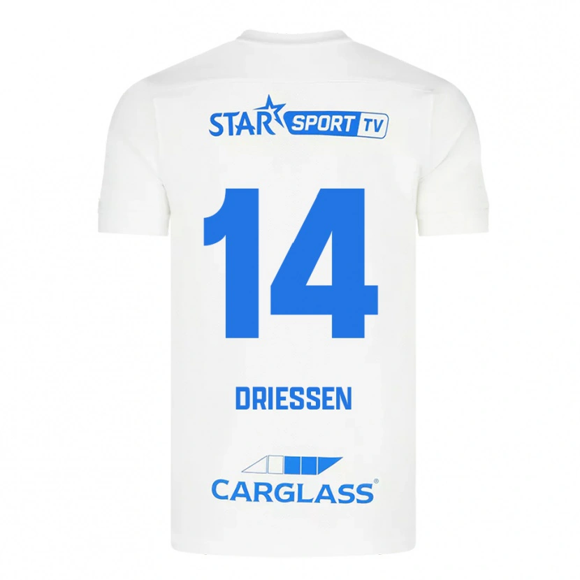 Danxen Hombre Camiseta Jelle Driessen #14 Blanco Azul 2ª Equipación 2025/26 La Camisa México