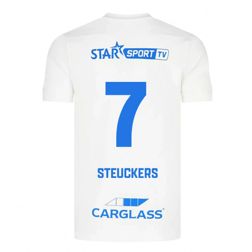Danxen Hombre Camiseta Jarne Steuckers #7 Blanco Azul 2ª Equipación 2025/26 La Camisa México
