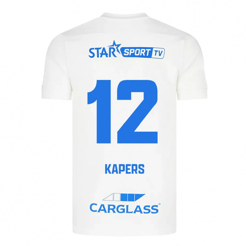 Danxen Hombre Camiseta Wout Kapers #12 Blanco Azul 2ª Equipación 2025/26 La Camisa México