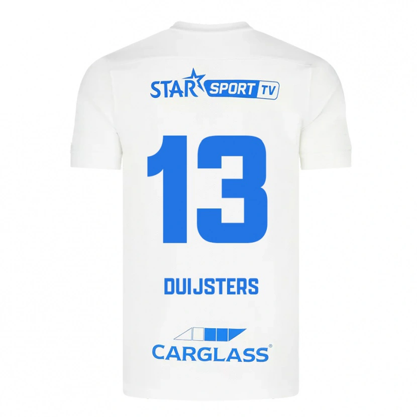 Danxen Hombre Camiseta Gwen Duijsters #13 Blanco Azul 2ª Equipación 2025/26 La Camisa México