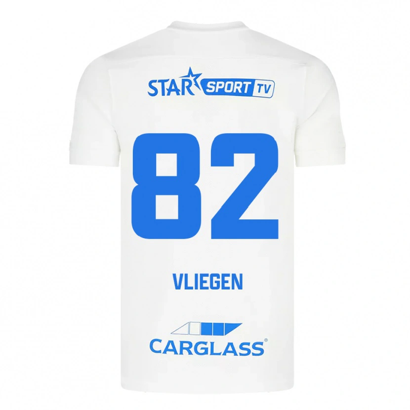 Danxen Hombre Camiseta Olivier Vliegen #82 Blanco Azul 2ª Equipación 2025/26 La Camisa México