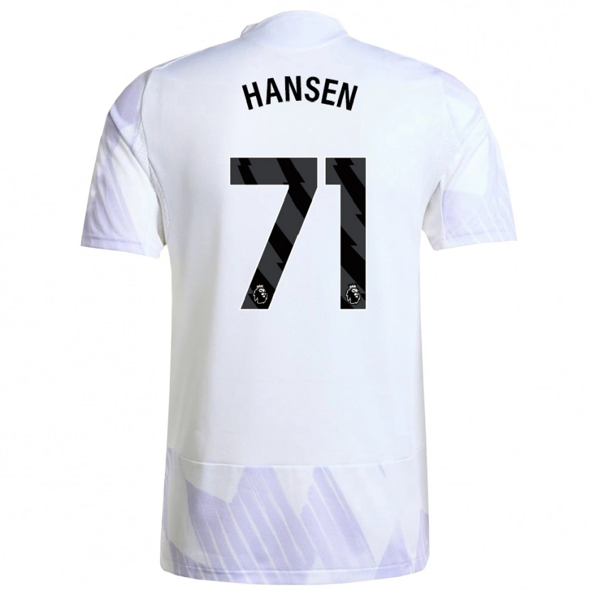 Danxen Hombre Camiseta Isak Hansen-Aaroen #71 Blanco Púrpura Púrpura 2ª Equipación 2025/26 La Camisa México
