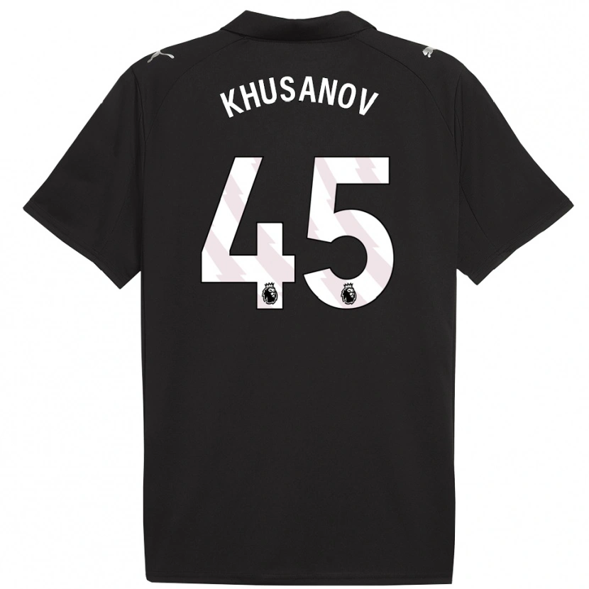 Danxen Hombre Camiseta Abdukodir Khusanov #45 Negro Blanco 2ª Equipación 2025/26 La Camisa México