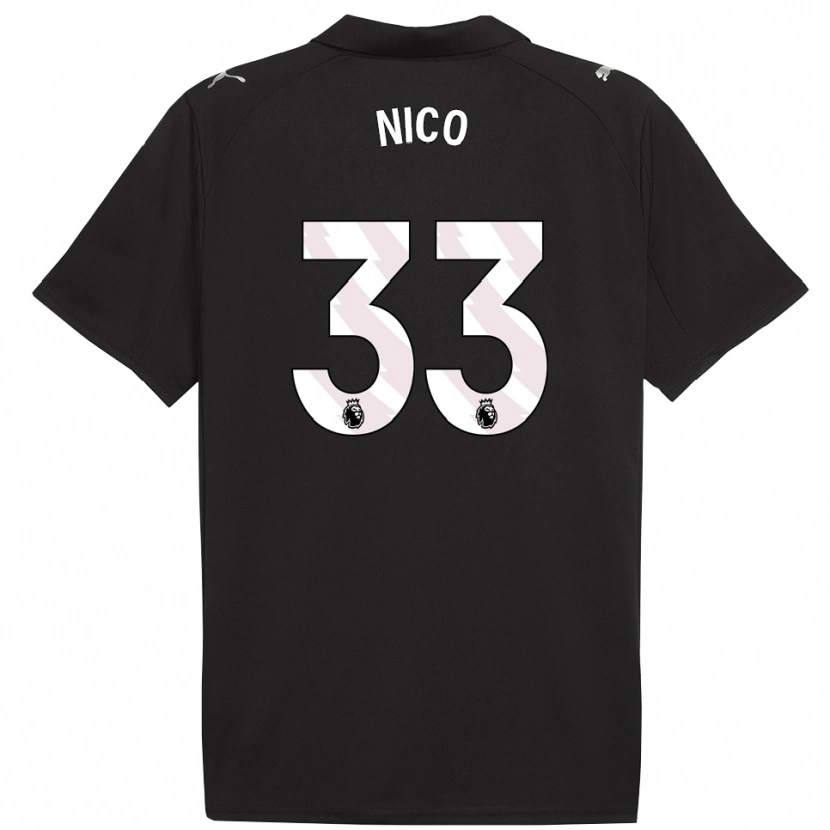 Danxen Hombre Camiseta Nico O'reilly #33 Negro Blanco 2ª Equipación 2025/26 La Camisa México