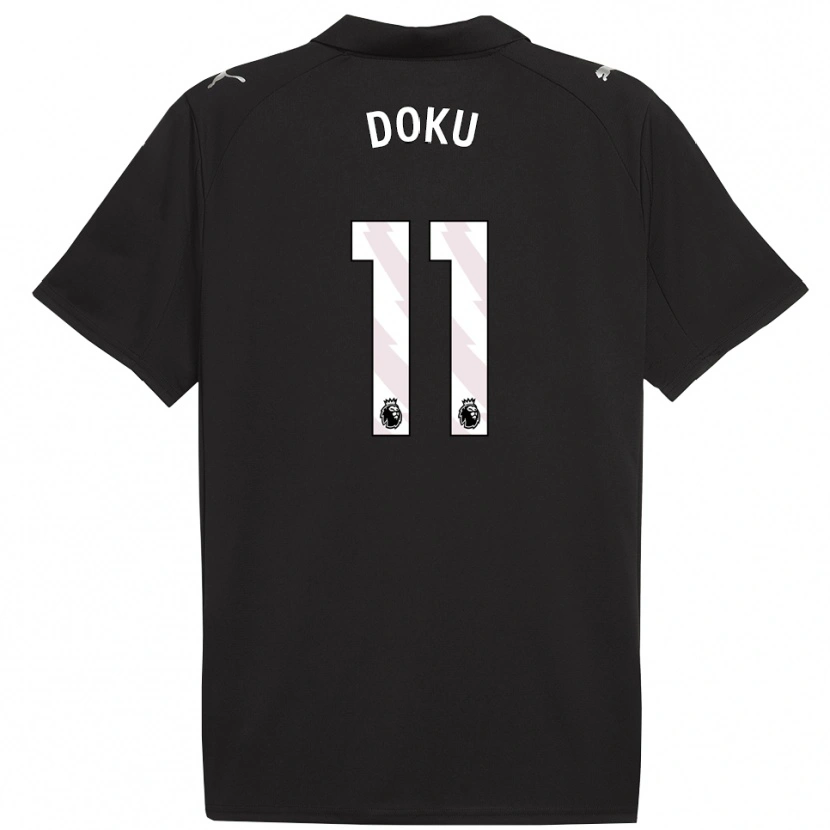 Danxen Hombre Camiseta Jérémy Doku #11 Negro Blanco 2ª Equipación 2025/26 La Camisa México