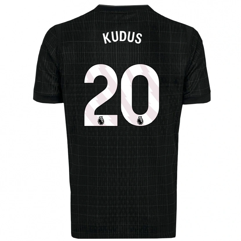 Danxen Hombre Camiseta Mohammed Kudus #20 Negro Gris 2ª Equipación 2025/26 La Camisa México
