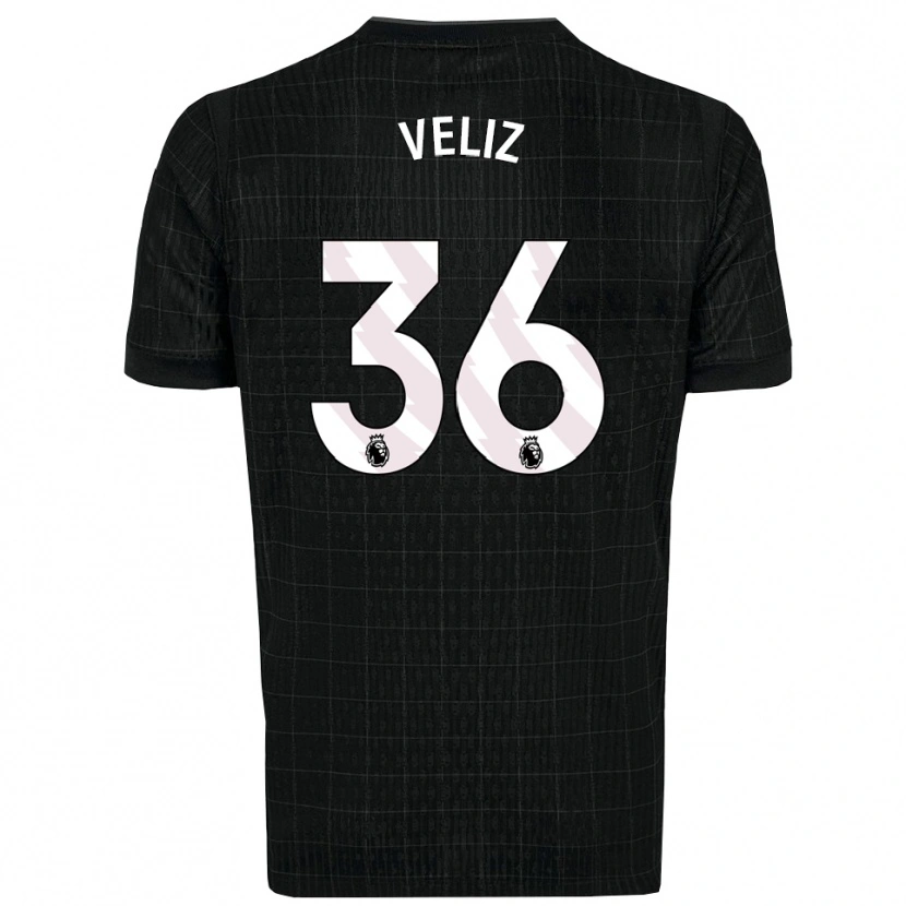 Danxen Hombre Camiseta Alejo Véliz #36 Negro Gris 2ª Equipación 2025/26 La Camisa México