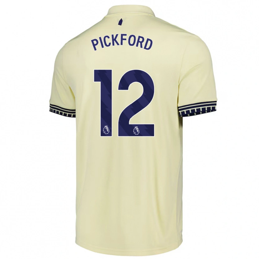 Danxen Hombre Camiseta Jordan Pickford #12 Blanco Roto Negro 2ª Equipación 2025/26 La Camisa México