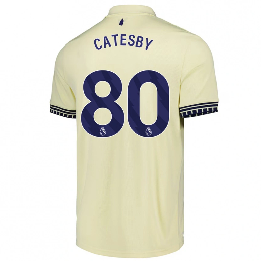 Danxen Hombre Camiseta Joel Catesby #80 Blanco Roto Negro 2ª Equipación 2025/26 La Camisa México