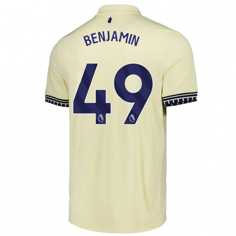 Danxen Hombre Camiseta Omari Benjamin #49 Blanco Roto Negro 2ª Equipación 2025/26 La Camisa México