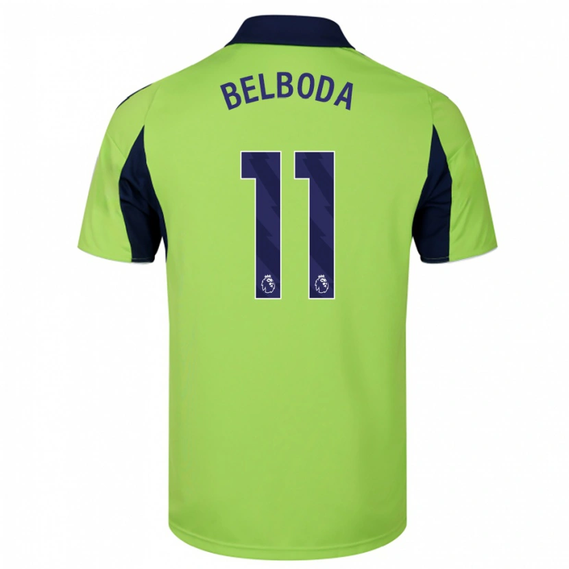 Danxen Hombre Camiseta Malachai Belboda #11 Verde Marino Blanco 2ª Equipación 2025/26 La Camisa México