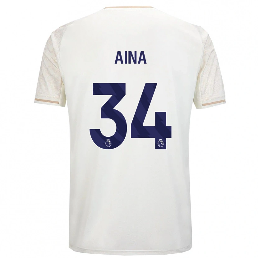 Danxen Hombre Camiseta Ola Aina #34 Blanco Roto Negro 2ª Equipación 2025/26 La Camisa México
