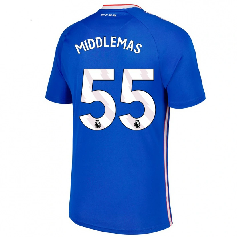 Danxen Hombre Camiseta Ben Middlemas #55 Azul Blanco 2ª Equipación 2025/26 La Camisa México