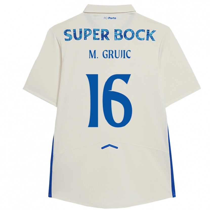 Danxen Hombre Camiseta Marko Grujić #16 Blanco Azul Equipación Tercera 2025/26 La Camisa México