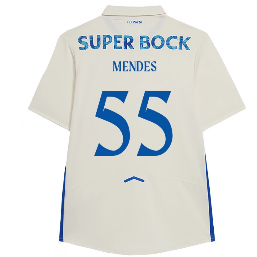 Danxen Hombre Camiseta Joao Mendes #55 Blanco Azul Equipación Tercera 2025/26 La Camisa México