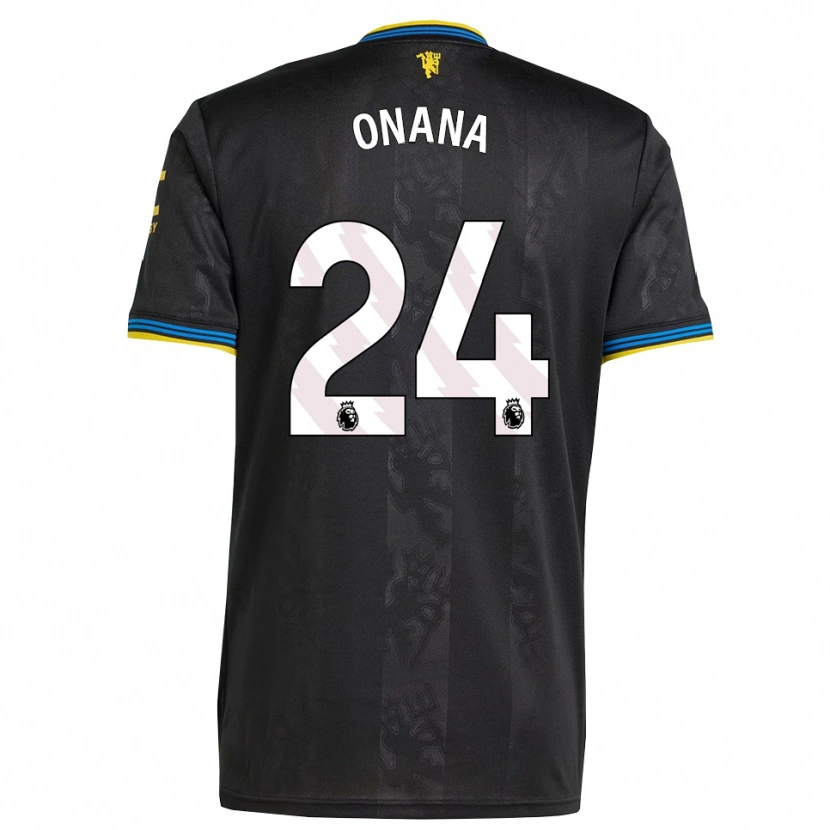 Danxen Hombre Camiseta André Onana #24 Negro Amarillo Azul Equipación Tercera 2025/26 La Camisa México