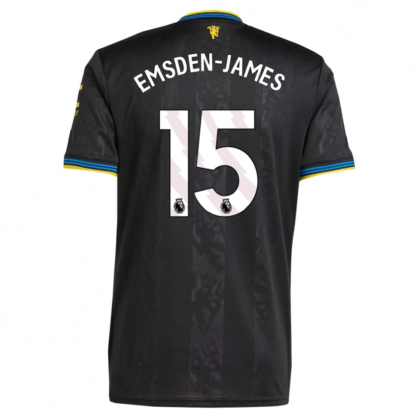 Danxen Hombre Camiseta Harley Emsden-James #15 Negro Amarillo Azul Equipación Tercera 2025/26 La Camisa México
