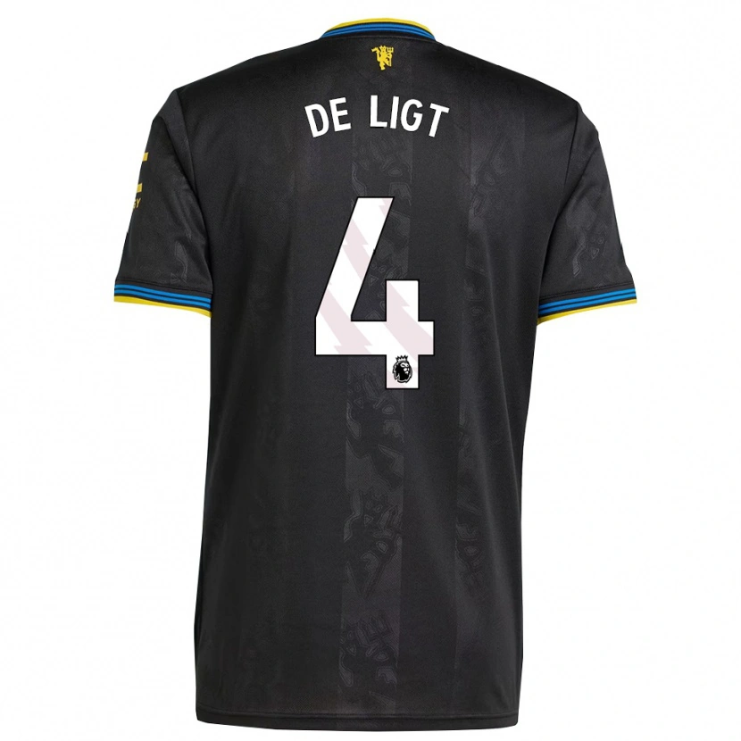 Danxen Hombre Camiseta Matthijs De Ligt #4 Negro Amarillo Azul Equipación Tercera 2025/26 La Camisa México