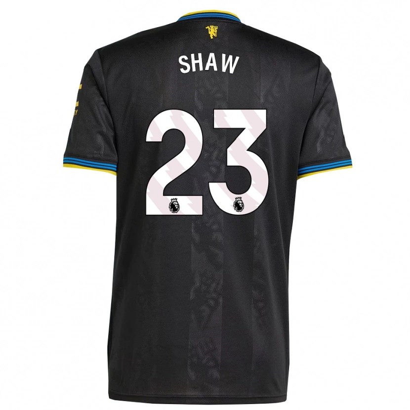 Danxen Hombre Camiseta Luke Shaw #23 Negro Amarillo Azul Equipación Tercera 2025/26 La Camisa México