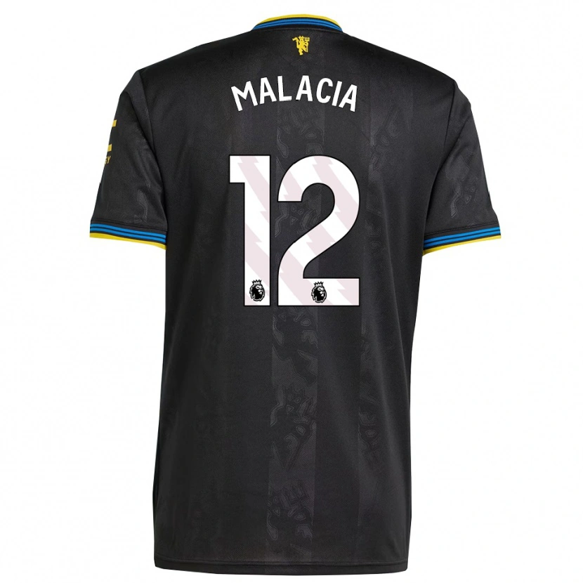 Danxen Hombre Camiseta Tyrell Malacia #12 Negro Amarillo Azul Equipación Tercera 2025/26 La Camisa México