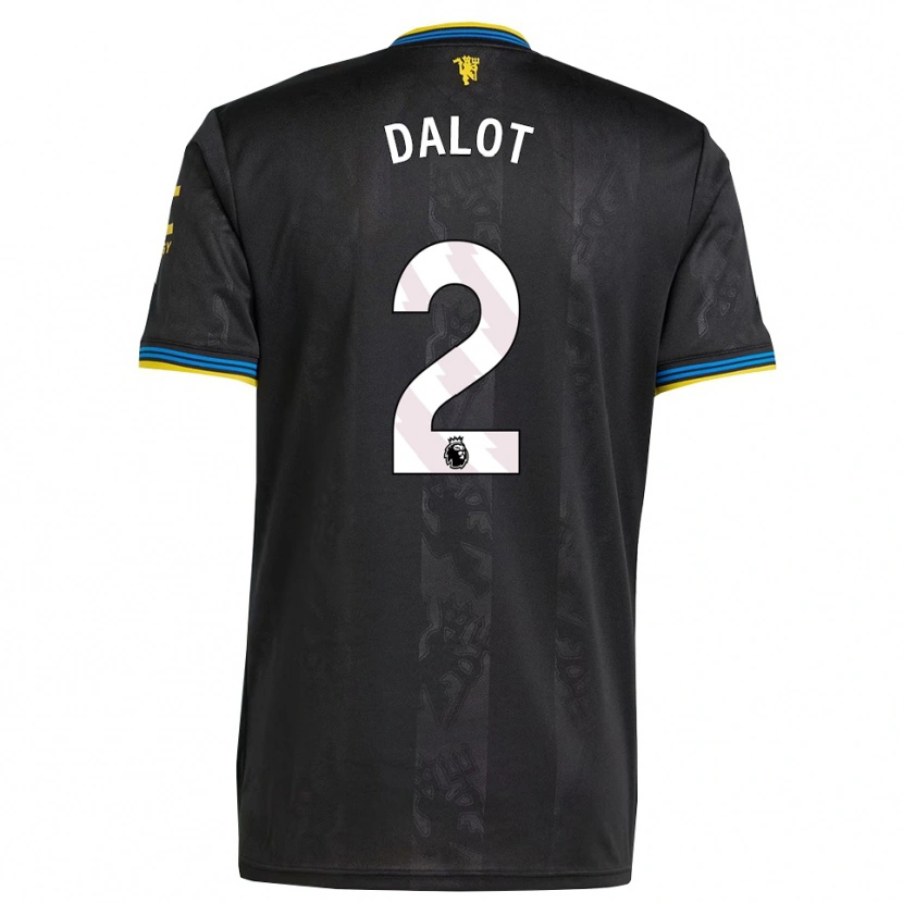 Danxen Hombre Camiseta Diogo Dalot #2 Negro Amarillo Azul Equipación Tercera 2025/26 La Camisa México