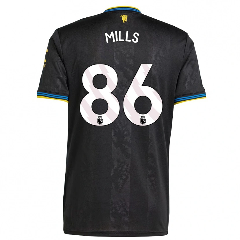 Danxen Hombre Camiseta Albert Mills #86 Negro Amarillo Azul Equipación Tercera 2025/26 La Camisa México