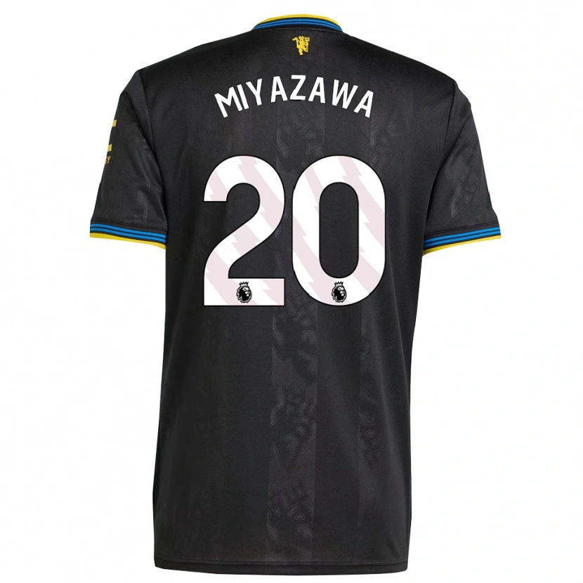 Danxen Hombre Camiseta Hinata Miyazawa #20 Negro Amarillo Azul Equipación Tercera 2025/26 La Camisa México