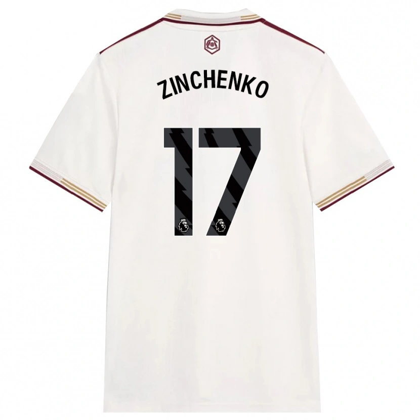 Danxen Hombre Camiseta Oleksandr Zinchenko #17 Blanco Roto Borgoña Equipación Tercera 2025/26 La Camisa México