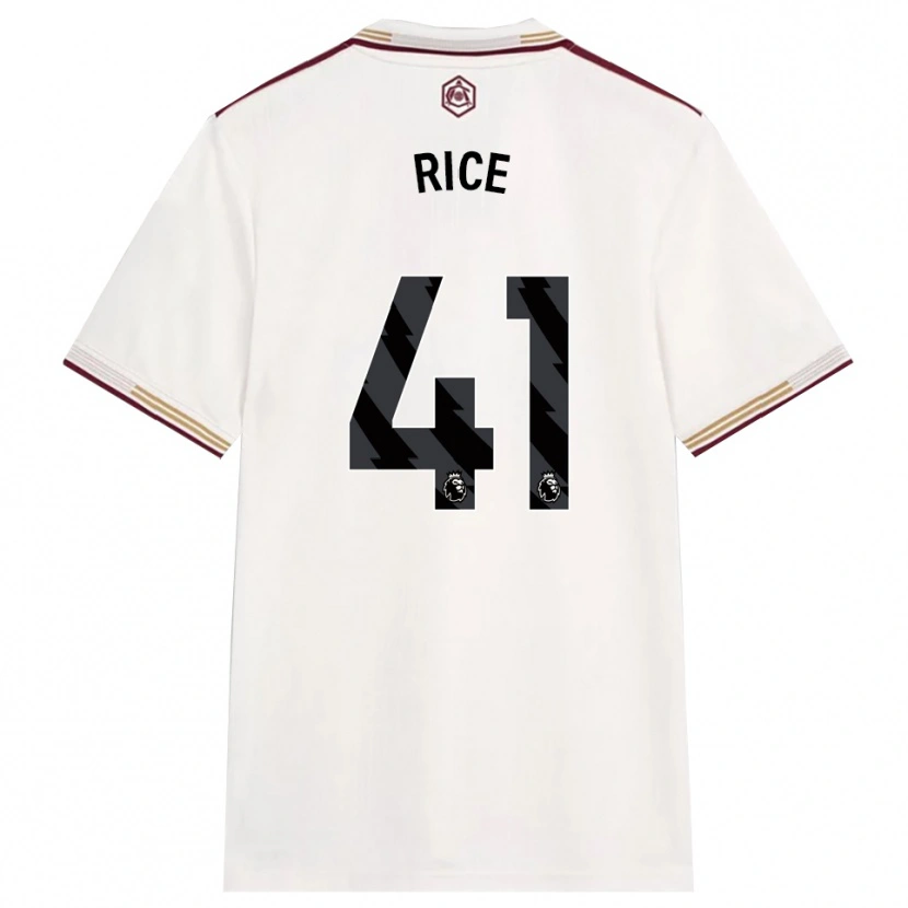 Danxen Hombre Camiseta Declan Rice #41 Blanco Roto Borgoña Equipación Tercera 2025/26 La Camisa México