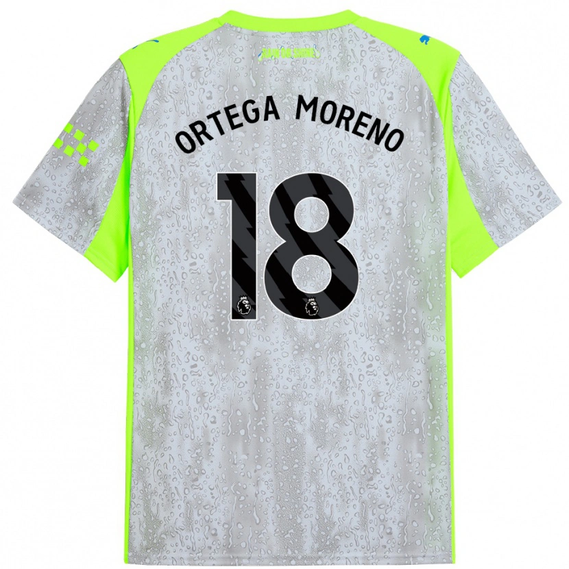 Danxen Hombre Camiseta Stefan Ortega #18 Gris Amarillo Equipación Tercera 2025/26 La Camisa México