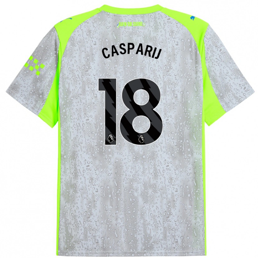 Danxen Hombre Camiseta Kerstin Casparij #18 Gris Amarillo Equipación Tercera 2025/26 La Camisa México