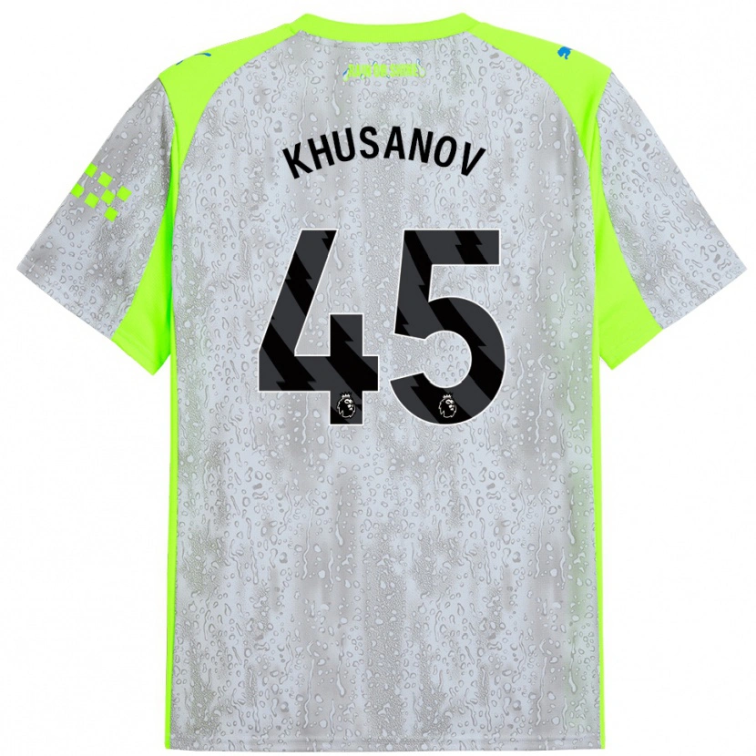 Danxen Hombre Camiseta Abdukodir Khusanov #45 Gris Amarillo Equipación Tercera 2025/26 La Camisa México