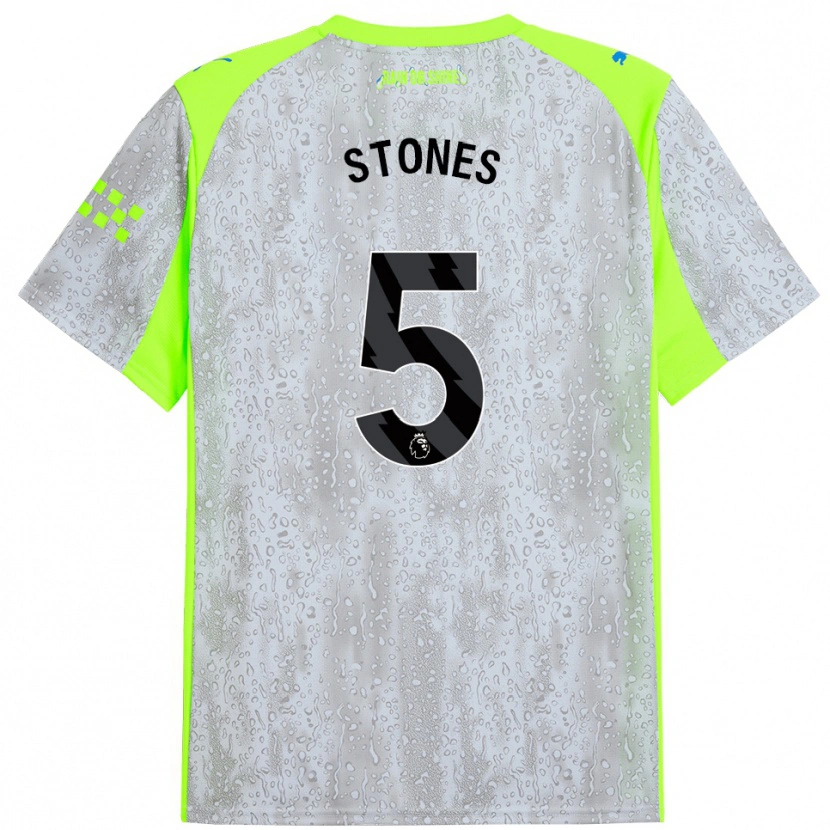 Danxen Hombre Camiseta John Stones #5 Gris Amarillo Equipación Tercera 2025/26 La Camisa México