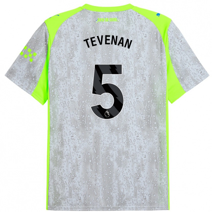 Danxen Hombre Camiseta Oliver Tevenan #5 Gris Amarillo Equipación Tercera 2025/26 La Camisa México