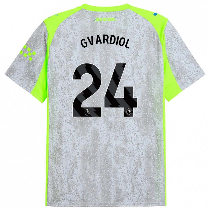 Danxen Hombre Camiseta Josko Gvardiol #24 Gris Amarillo Equipación Tercera 2025/26 La Camisa México