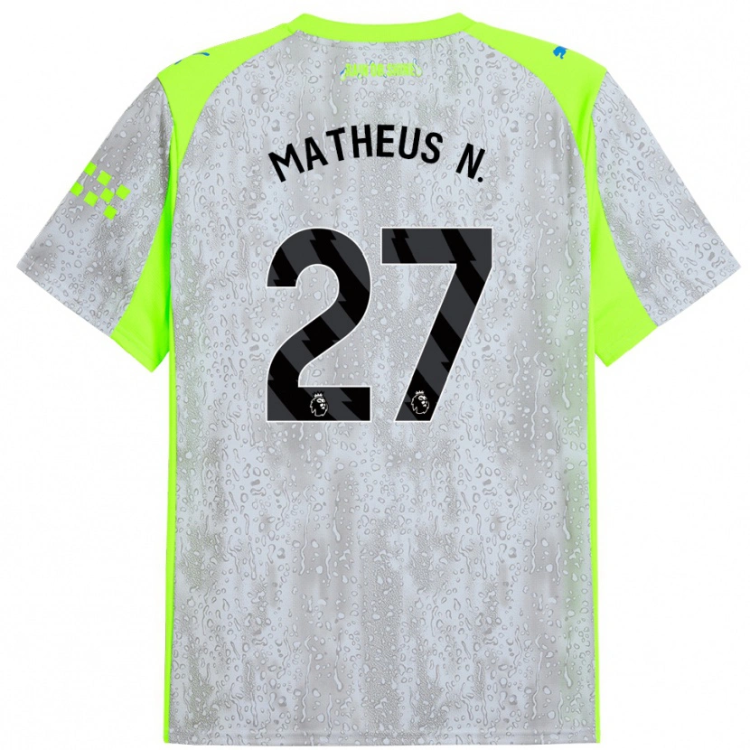 Danxen Hombre Camiseta Matheus Nunes #27 Gris Amarillo Equipación Tercera 2025/26 La Camisa México