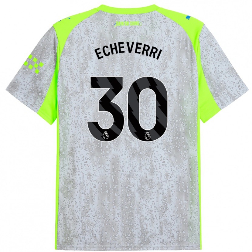 Danxen Hombre Camiseta Claudio Echeverri #30 Gris Amarillo Equipación Tercera 2025/26 La Camisa México