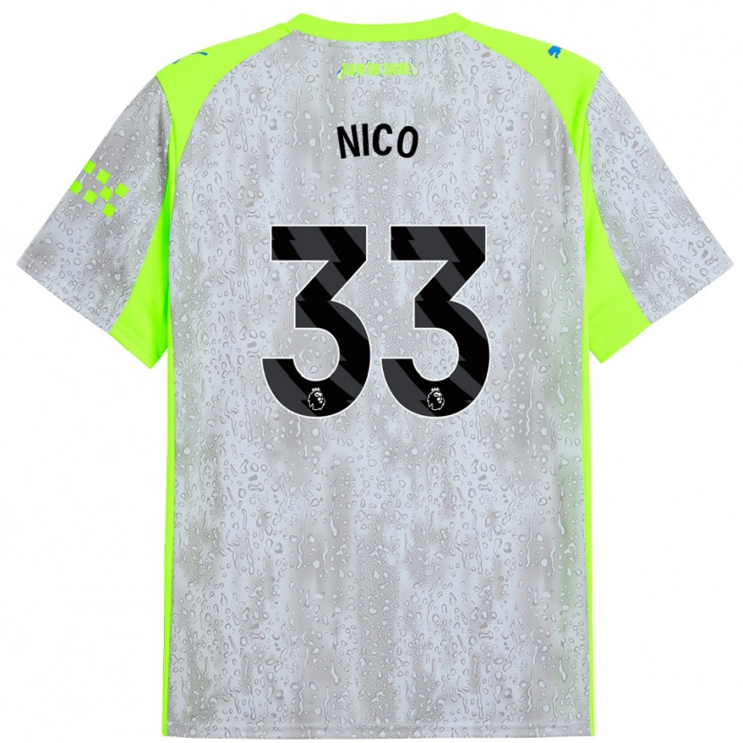 Danxen Hombre Camiseta Nico O'reilly #33 Gris Amarillo Equipación Tercera 2025/26 La Camisa México