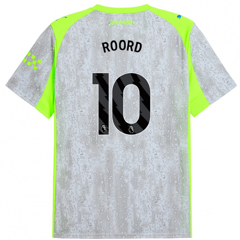 Danxen Hombre Camiseta Jill Roord #10 Gris Amarillo Equipación Tercera 2025/26 La Camisa México