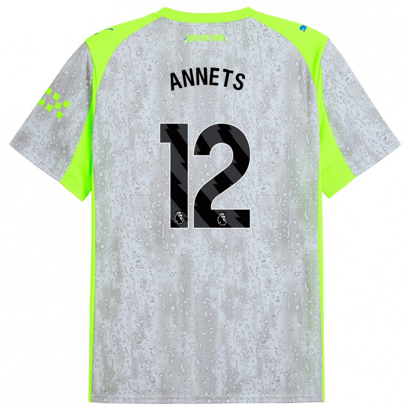 Danxen Hombre Camiseta Eve Annets #12 Gris Amarillo Equipación Tercera 2025/26 La Camisa México
