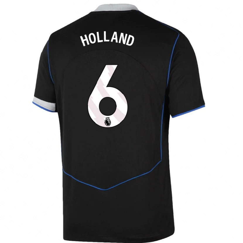 Danxen Hombre Camiseta Charlie Holland #6 Negro Azul Plata Equipación Tercera 2025/26 La Camisa México