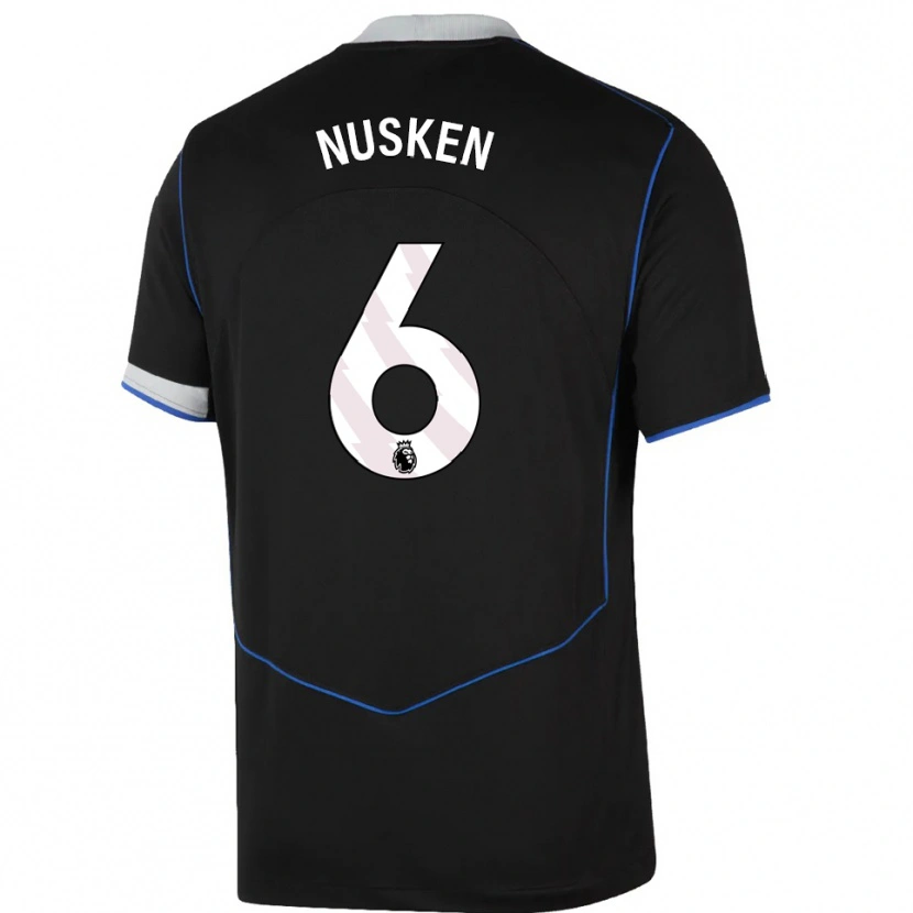 Danxen Hombre Camiseta Sjoeke Nusken #6 Negro Azul Plata Equipación Tercera 2025/26 La Camisa México