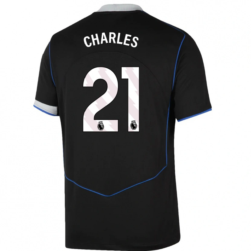 Danxen Hombre Camiseta Niamh Charles #21 Negro Azul Plata Equipación Tercera 2025/26 La Camisa México
