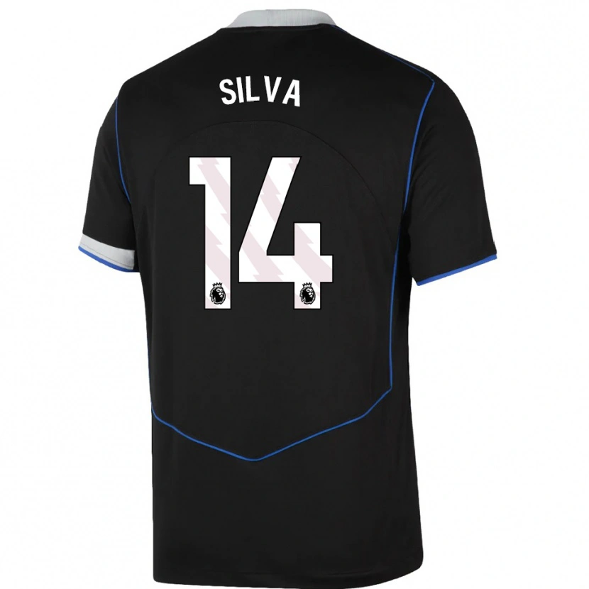 Danxen Hombre Camiseta Isago Silva #14 Negro Azul Plata Equipación Tercera 2025/26 La Camisa México