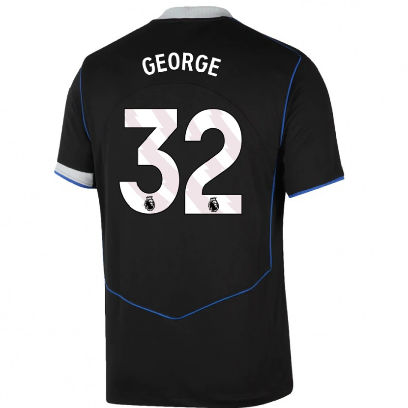 Danxen Hombre Camiseta Tyrique George #32 Negro Azul Plata Equipación Tercera 2025/26 La Camisa México