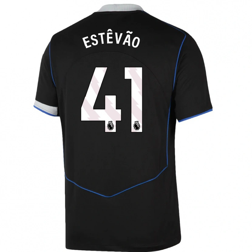Danxen Hombre Camiseta Estêvão #41 Negro Azul Plata Equipación Tercera 2025/26 La Camisa México